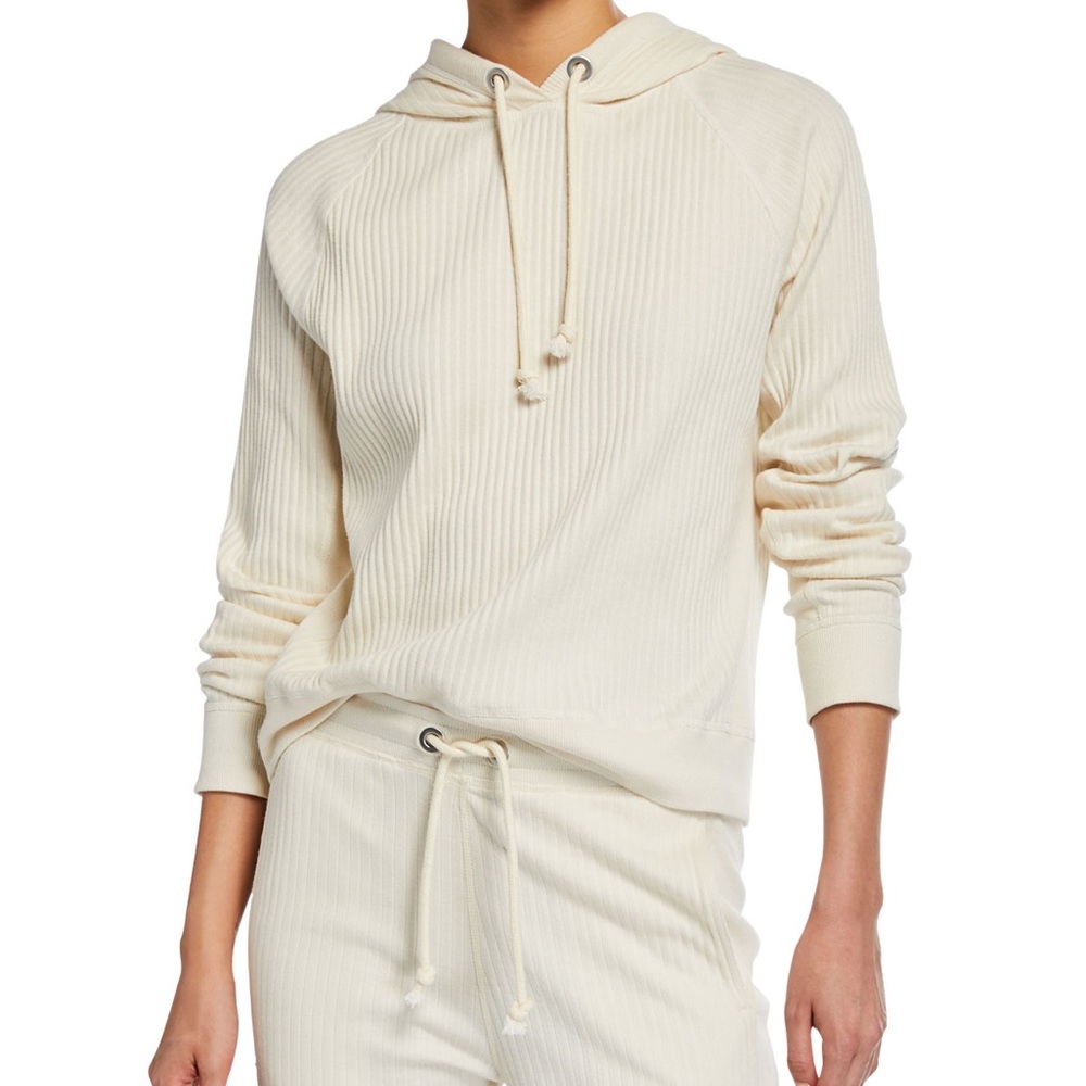 Rag & Bone 3D Rib Pullover Hoodie - Cream